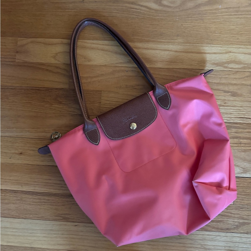 Pink Tote Bag with Brown Accents